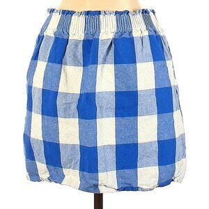 J.Crew Women's Blue Plaid Flannel Casual Cotton Linen Mini Skirt, Sz 6
